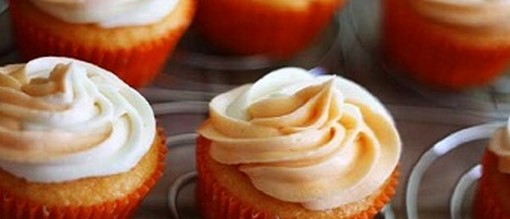 Magdalenas de chocolate blanco con relleno de naranja