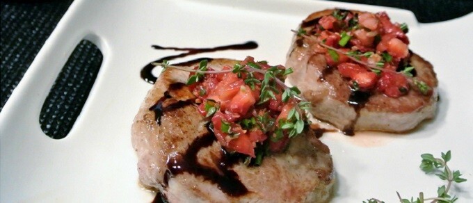 Balsamic and Maple Pork Chops with Strawberry Salsa