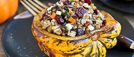 Squash Stuffed with Wild Rice and Raisins