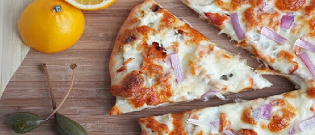 Smoked Salmon Pizza with Red Onion & Capers